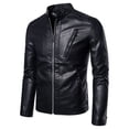 thumbnail image 3 of Chaqueta casual de cuero para hombre, moderna, ajustada, elegante, para jóvenes, chaqueta de motociclista para primavera y otoño, 3 of 5