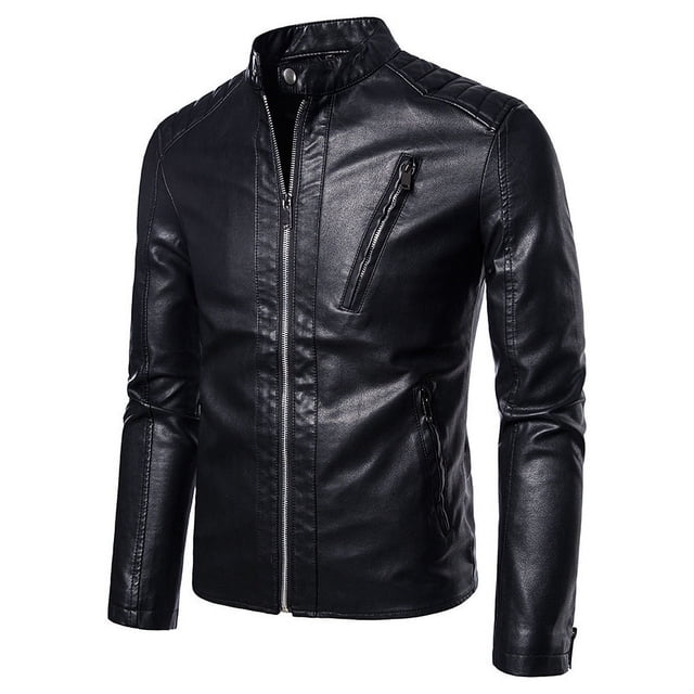 Chaqueta casual de cuero para hombre, moderna, ajustada, elegante, para jóvenes, chaqueta de motociclista para primavera y otoño