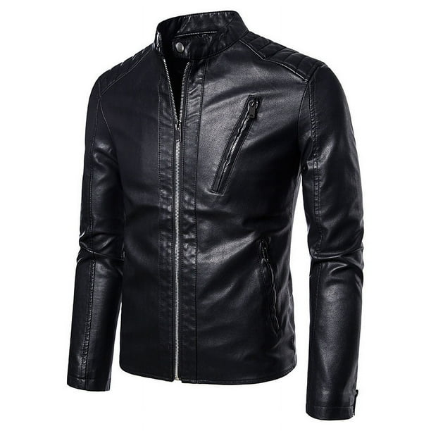 Chaqueta casual de cuero para hombre, moderna, ajustada, elegante, para jóvenes, chaqueta de motociclista para primavera y otoño