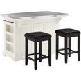thumbnail image 1 of Crosley Julia Stainless Steel Top Kitchen Island with Square Stools in White, 1 of 6