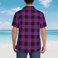 thumbnail image 6 of Balery Purple Black Plaid Print Men's Hawaiian Shirts Short Sleeve Beach Shirt Relaxed Fit Vacation Button Down Shirts-Small, 6 of 9