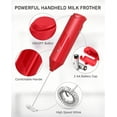 thumbnail image 3 of Milk Frother Handheld, Battery Powered Drink Mixer for Matcha Coffee, Electric Portable Whisk Drink Mixer Mini Foam Maker for Hot Chocolate Frappe Latte(No Stand, Red), 3 of 14