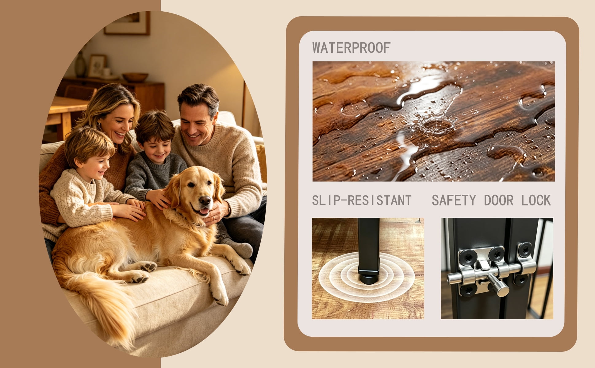 Dog Cage Edge, 360 Degree Rotating Bowl, Vintage Wood Grain