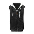 thumbnail image 5 of Fanxing Womens Fuzzy Sherpa Fleece Jacket Plus Size Lightweight Vest Hooded Coat Cozy Sleeveless Cardigan Zipper Waistcoat Outerwear with Pocket Black XXXL, 5 of 5