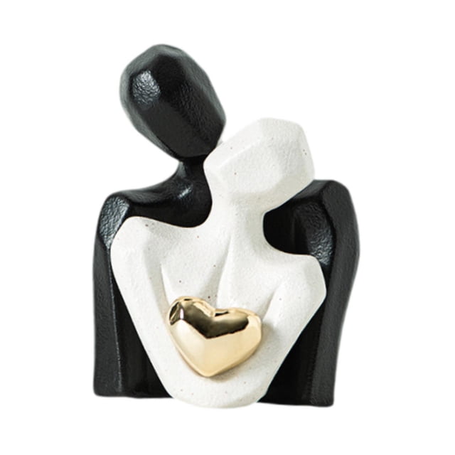 Estatua de pareja abrazada de cerámica, accesorios minimalistas multiusos románticos para En blanco y negro