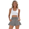 thumbnail image 5 of Athletic Shorts for Women Summer High Waisted Boho Ruffle Shorts with Pockets Quick Dry Running Gym Flowy Short, 2XL, 5 of 7