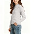 thumbnail image 7 of Acaics Girls' Long-Sleeve Layering T-Shirt: Solid-Color Modal Long-Sleeve Crew Neck Casual High-Neck Top, Ages 1–13, 7 of 7