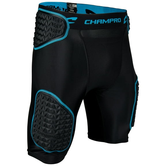 Champro Bull Rush 5-Pad Youth Football Girdle, Size Youth X-Large, Black/Optic Blue