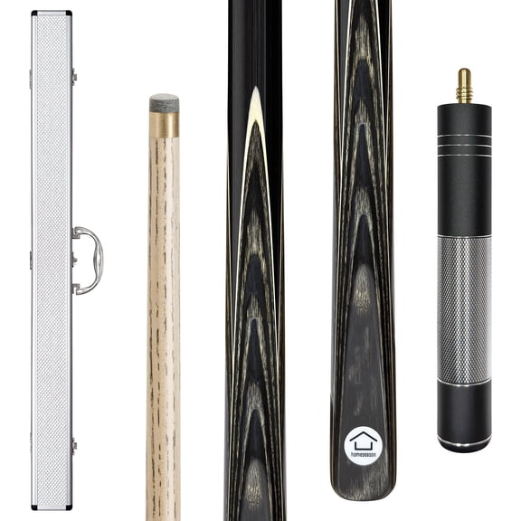 HomeSeason 57inch Snooker Cue Stick 18oz 3/4 Jointed Pool Cue, with Extension, Cue Case, Durable Ash Wood and Black Maple Construction Billiards Cue