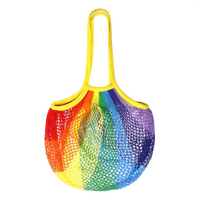 Bolsa de mano de gran capacidad con bolsillo de red para mujer, bolsa de compras de malla, cadena reutilizable, bolso de almacenamiento de frutas, tienda, bolsa de compras Zhivalor 2031577-2