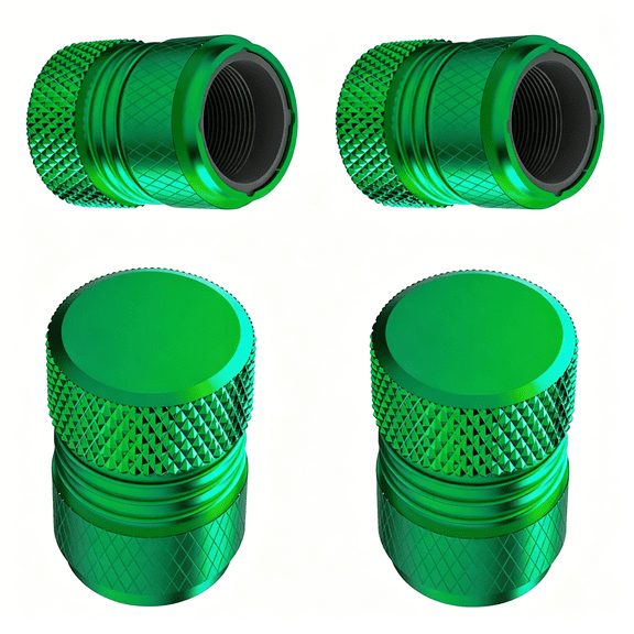 RIONIMA Tire Valve Stem Caps - 4 Pack Anti-Corrosion Premium Anodized Alloy Tyre Air Valve Caps Universal for Car SUV Bike Green