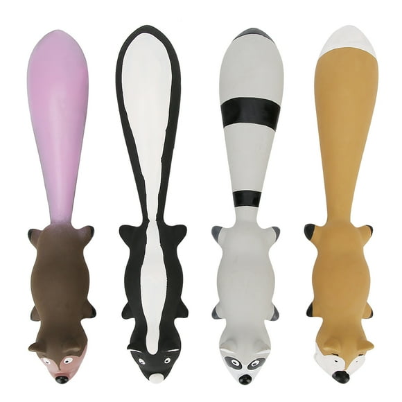 ZOUSSIQI 4PCS Latex Pet Fox Shape Sounding Teeth Cleaning Protection Chewing Biting Interactive Training Toy for Dogs CW2519#9193