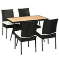 thumbnail image 1 of Outsunny 5 Pieces Rattan Patio Dining Set, Wicker Table and 4 Padded Chairs, 1 of 10