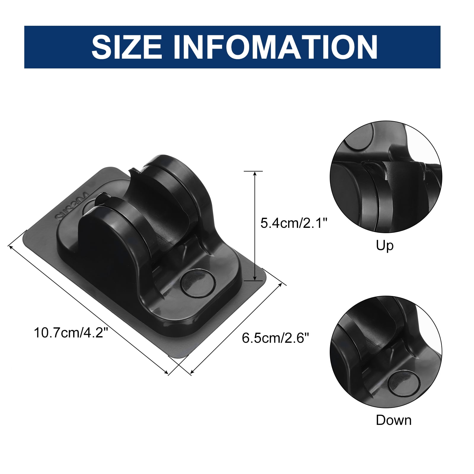 Unique Bargains Handheld Shower Head Strong Adhesive Adjustable Wall Mount Black 2Pcs