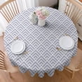 thumbnail image 3 of Round Purple Geometry Tablecloth -Linen Fabric Table Cloth - Washable Reusable Table Cover with Dust-Proof Wrinkle Resistant for Restaurant, Picnic, Indoor and Outdoor Dining 60 Inch X 60 Inch, 3 of 7
