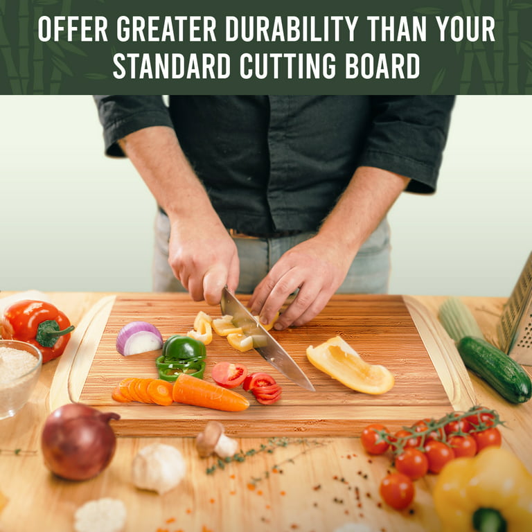  GREENER CHEF 15 Inch Medium Cutting Board with Lifetime  Replacements, Bamboo Cutting Boards for Kitchen, Butcher Block, Medium  Wooden Chopping Board for Meat, Veggies, Non Toxic Charcuterie Board: Home  & Kitchen