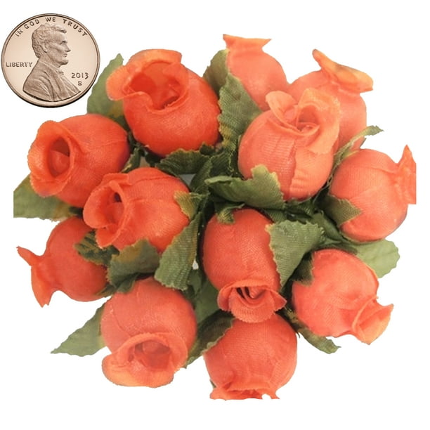 144 Miniature Poly Rose Silk Favor Flower Pick Wedding Shower Coral