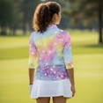 thumbnail image 5 of Uorisanigo Rainbow Butterfly Womens Golf Shirt Soft Comfortable Women's 3/4 Sleeve Athletic Golf Shirts Fashion Quarter Zip Breathable Polyester Spandex Fabric Tennis Tops Size 2XL, 5 of 7