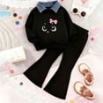 thumbnail image 2 of TAmten Toddler Girl Set 2t 2-7 T Kids Toddler Girl Clothes Letter Print Sweatshirt/Hoodie Flared Pants 2Pc Outfits Set(Black,2-3 Years), 2 of 4