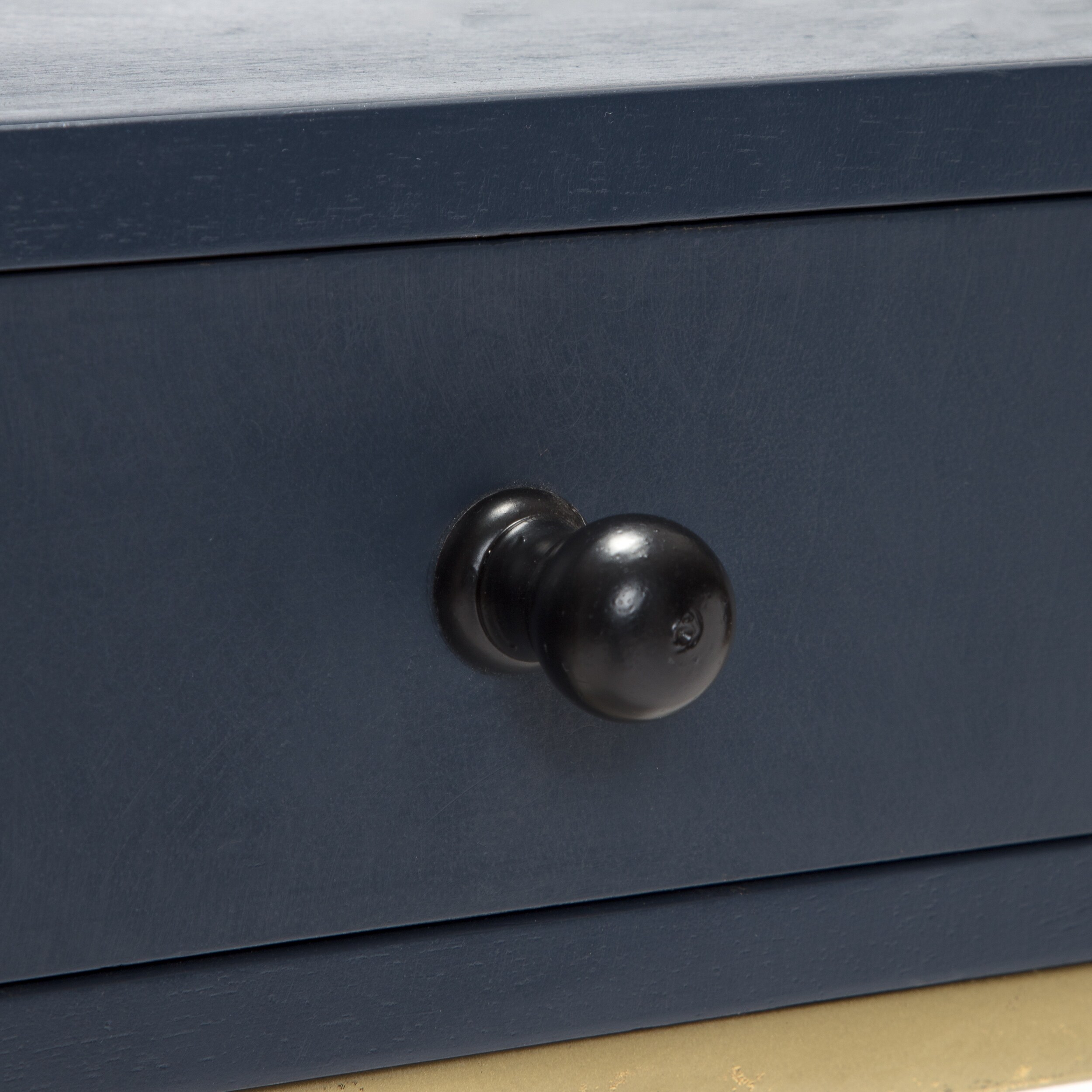 Millwork Holdings Co,. Inc Adore Decor Jolie Modern Living Room Table, Navy Blue/Gold Accent Table Metal Square Accent Tables