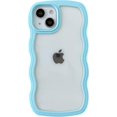 thumbnail image 1 of Linda forma de marco de onda rizada a prueba de golpes, suave, compatible con funda para iPhone (azul, iPhone 13 Pro Max), 1 of 5