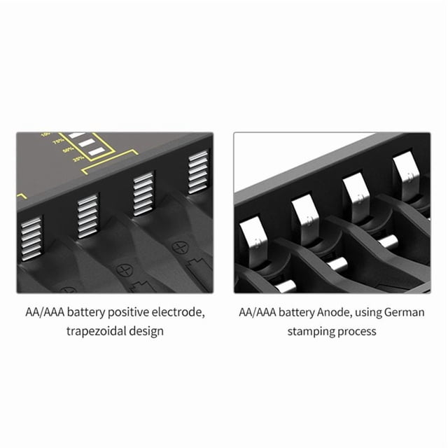 3X Cargador de Batería Pantalla LCD Cargadores Inteligentes Inteligentes de 8 Ranuras para Baterías Recargables AA / AAA NiCd NiMh AA AAA Cargador