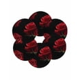 thumbnail image 7 of 15 Inch Round Placemats Set of 6, Red Rose Non Slip Heat Insulation PP Table Mats, Vintage Abstract Garden Flower Floral Black Washable Place Mats for Kitchen Dining Party Table Decor, 7 of 7