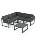 thumbnail image 4 of GDF Studio Noah Outdoor Aluminum 5 Seater Sectional Sofa Chat Set with Cushions, Dark Gray and Black, 4 of 8