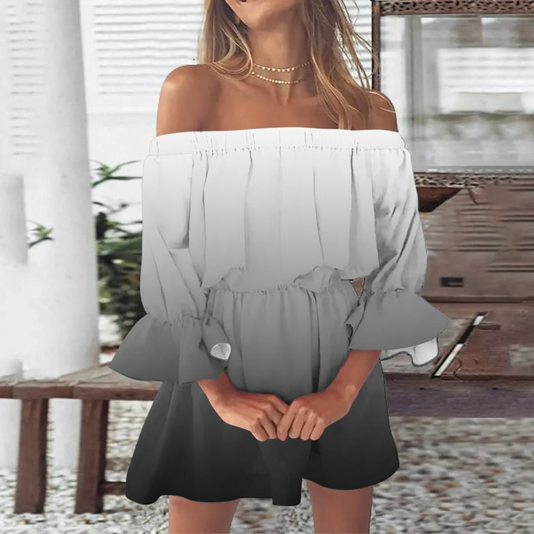 Fsqjgq Womens Summer Dresses Black Dress Party Dress White Graduation Dresses for High School Vintage Print Beach Vacation Dresses Off Shoulder Tunic Casual Loose Fit Bell Sleeve Mini Dress Elast XL - Fsqjgq Womens Summer Dresses Black Dress Party Dress White Graduation Dresses for High School Vintage Print Beach Vacation Dresses Off Shoulder Tunic Casual Loose Fit Bell Sleeve Mini Dress Elast XL -
