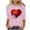 NQR1-Valentine's Day-Pink, variant on VKOYWKM Womens Valentine's Day Shirts Heart Print Tees Cute Tops Holiday 3/4 Sleeve T Shirts Casual Crew Neck Romantic Tshirts