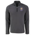 thumbnail image 2 of Men's-Cutter & Buck  Heather Black Orlando City SC Peshastin Eco Fleece Recycled Raglan Half-Zip Top, 2 of 3
