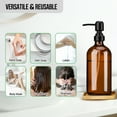 thumbnail image 4 of ZIVACATE 2 Pack Soap Dispenser Amber Glass Hand Soap Dispenser with Pump 17 Oz Dish Soap Dispenser With 6 Waterproof Labels For Kitchen Bathroom & Countertop, 4 of 7