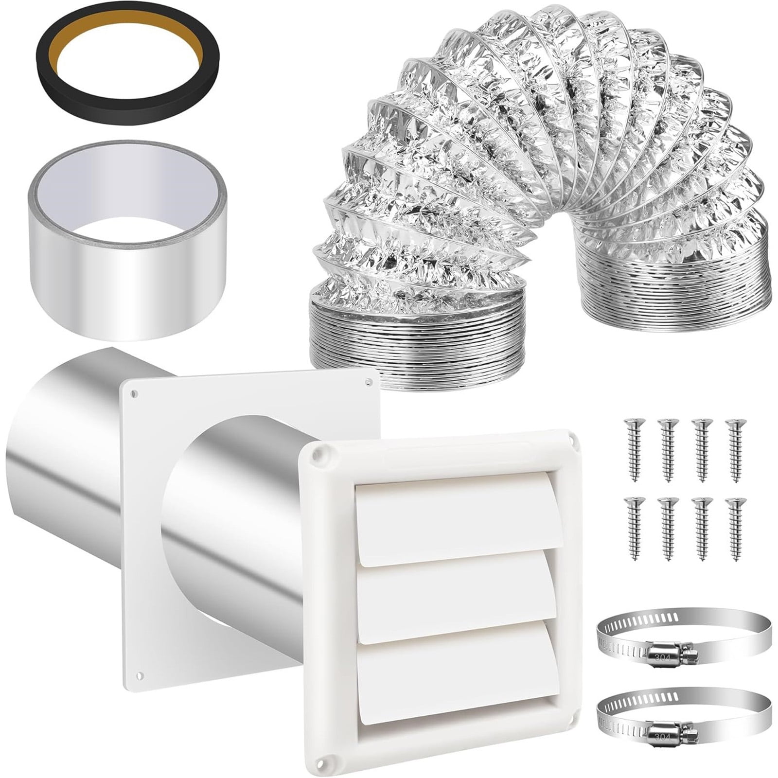 4Inch Dryer Vent Hose Connectors Wall Ducting Extracts Valves Duct Grills Cover Dryers Vent Wall Plate With Hoses