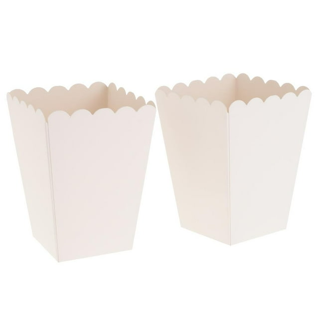 jifeng 12 Pieces Pure White Popcorn Favor Boxes - Small Paper Popcorn Candy Containers,