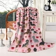 thumbnail image 2 of Pink Cute Dachshund Dog and Love Heart Blanket,Comfortable Soft Flannel Throw Blanket,All Season,Warm Lightweight Blankets for Sofa Bed Couch Living Room Chair,40"x50"(100x130cm), 2 of 4