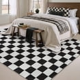 thumbnail image 2 of PureCozy 5'x7' Area Rugs for Entryway Entrance Kitchen Bedroom Office Rugs Modern Soft Shag Non Slip Checkered Washable Rugs, Black & White, 2 of 5