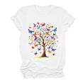 thumbnail image 4 of VgaVtl T Shirts Women Short Sleeve Summer Shirts for Women 2025 Casual Holiday Relaxed Fit Workout Butterfly Print Tops,White S, 4 of 5