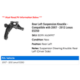 thumbnail image 2 of Rear Left Suspension Knuckle - Compatible with 2007 - 2012 ES350 2008 2009 2010 2011, 2 of 2
