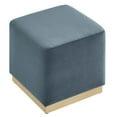 thumbnail image 4 of Tilden 17" Square Performance Velvet Upholstered Ottoman in Cadet Blue Natural, 4 of 9