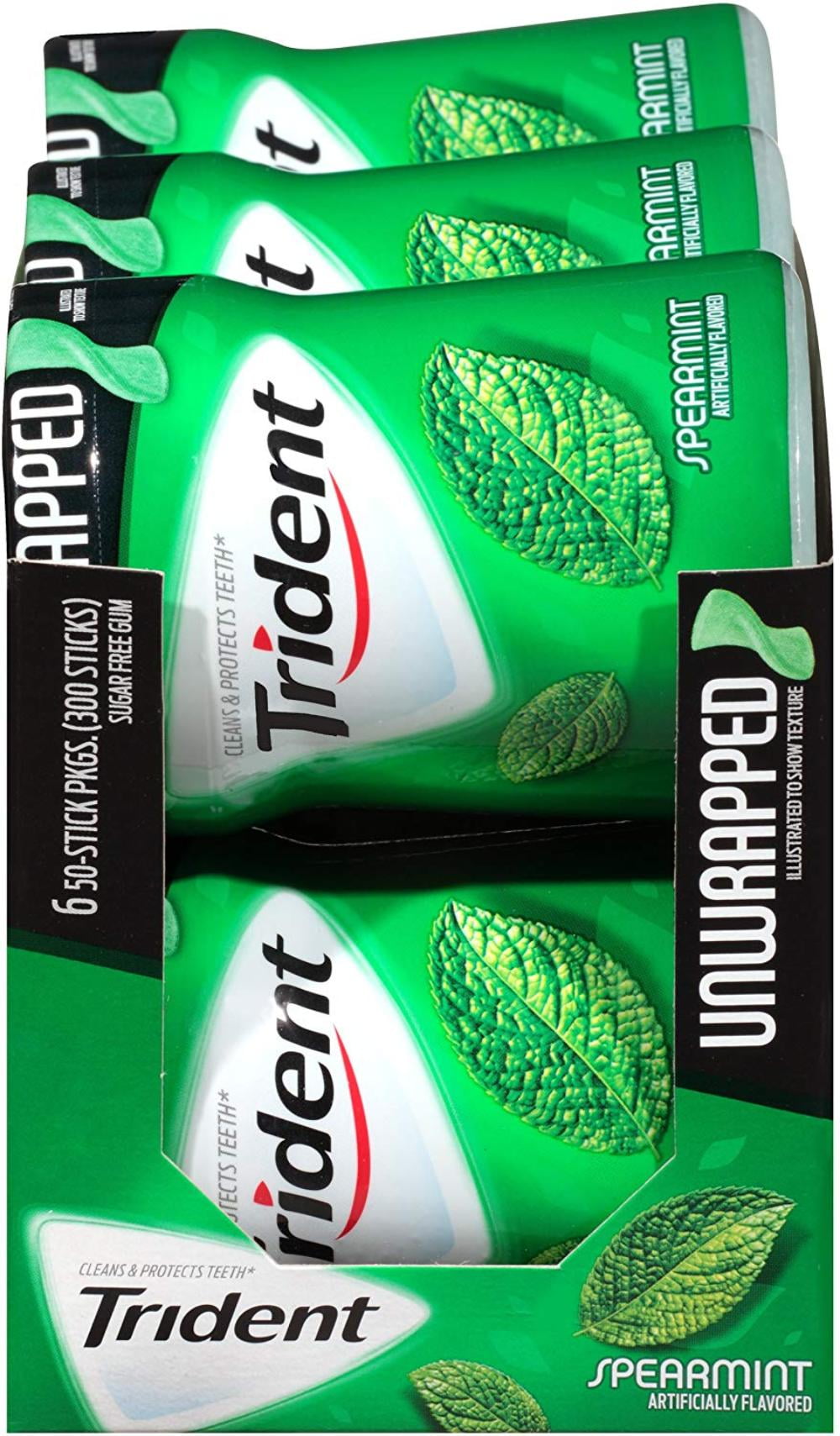 Unwrapped Sugar Free Gum, Spearmint, 50Piece, 6Pack), Get close up