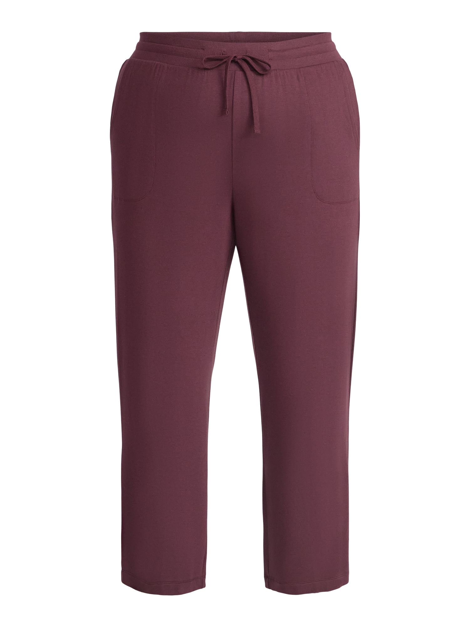 Terra & Sky Women's Plus Size Knit Wide Leg Pants, 28" Inseam, Sizes 0X-5X