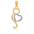 thumbnail image 3 of 14K Solid Yellow Gold Cat Heart Necklace Love Pendant Charm, 3 of 8