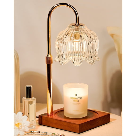 Funistree Clear Candle Warmer Lamp with Timer Dimmable, Height Adjustable Flower Wax Warmer, Gifts for Women Mom Birthday, House Warming Lotus Candle Melting Light for Jar Candles Home Decor