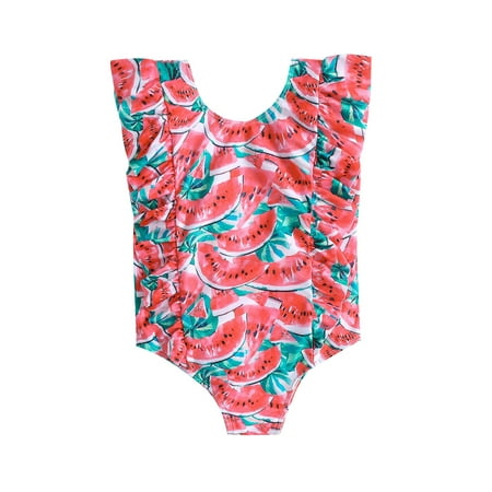 

Lieserram Kids Baby Girl Swimsuits 12M 18M 24M 2T 3T 4T 5T Watermelon Print Ruffles Flying Sleeve Jumpsuit Swimwear Beachwear Bathing Suits