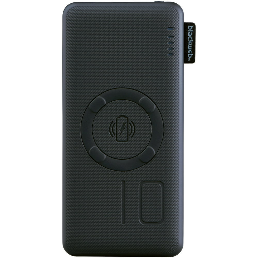 Blackweb Power Bank Wireless Portable Charger 10000 mAh, Black