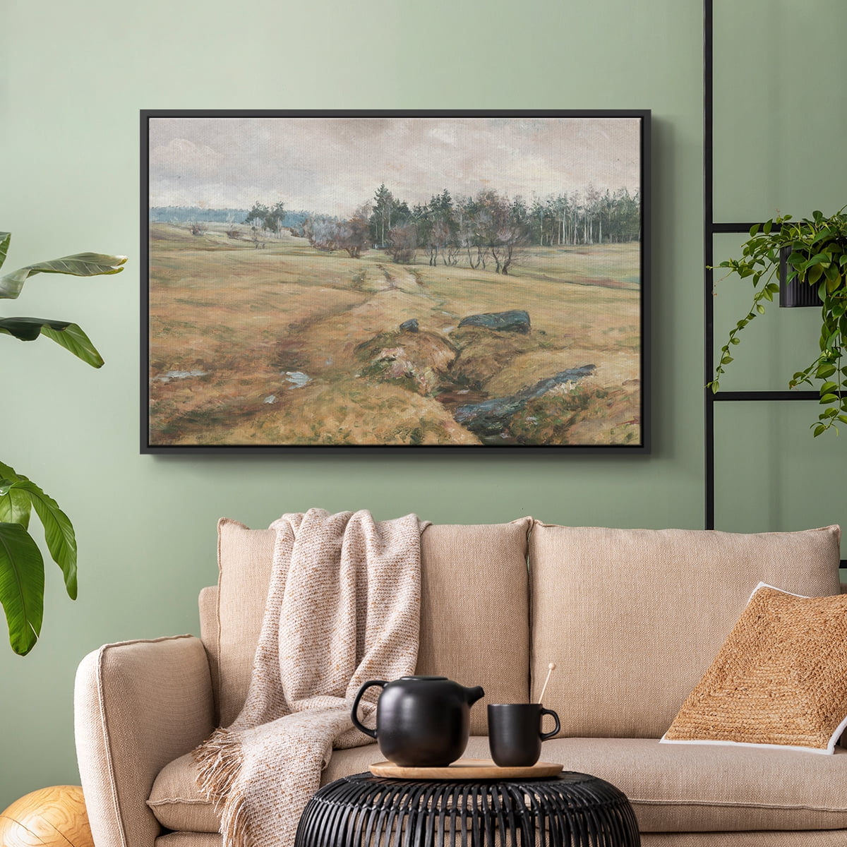 Vintage Landscape-CCCLXIV By Wexford Home Framed in Black Wood Gallery Wrapped Canvas 27 in. x 41 in.