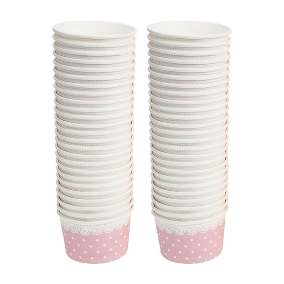 unbranded 50pcs One-time Paper Cups Ice Cream Holders Multipurpose Yogurt Bowls for Home Restaurant