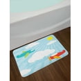 thumbnail image 2 of Cartoon Airplane Bath Mat, Retro Style Pattern with Aeroplanes Sunshine and White Clouds, Plush Bathroom Decor Mat with Non Slip Backing, 29.5" X 17.5", Multicolor, by Ambesonne, 2 of 2