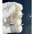 thumbnail image 2 of 2 Ct Round Cut White Moissanite Custom Letter "A" Men's Pendant 14K Yellow Gold Plated, 2 of 3