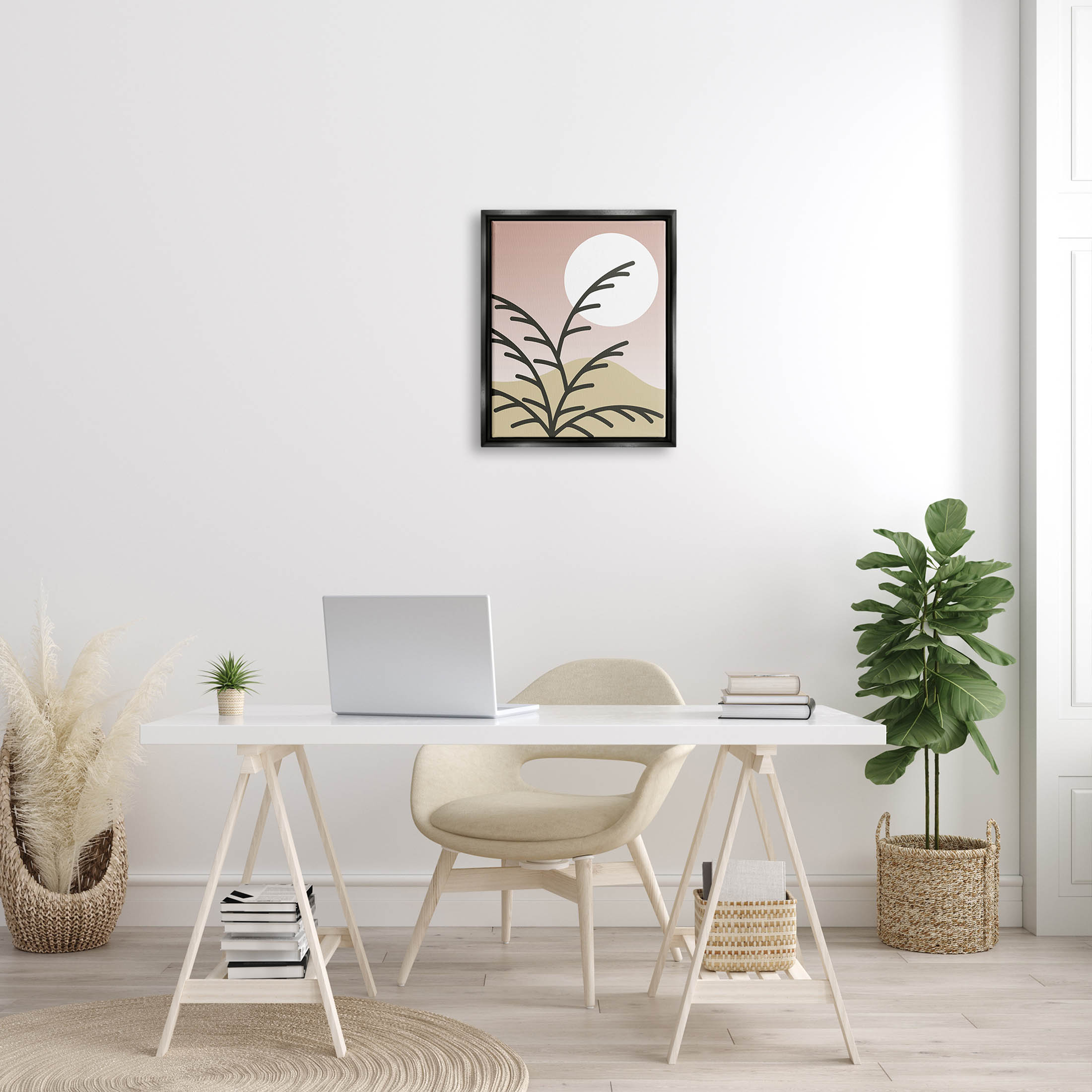 Contemporary Mountain Branches Botanical & Floral Graphic Art Jet Black Framed Art Print Wall Art